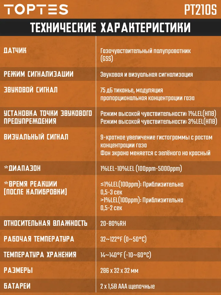 PT210S Газоанализатор утечки газа TopTes