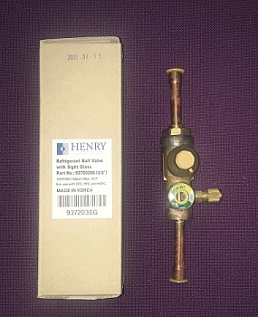 Шаровой вентиль со смотровым стеклом + кл. Шредера, 3/8", Henry 937203 SG