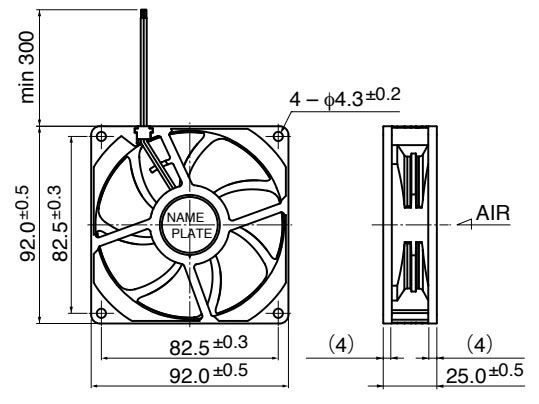 Габаритные размеры осевого вентилятора 09225SS-12Q-AT-D0 NMB axial fan