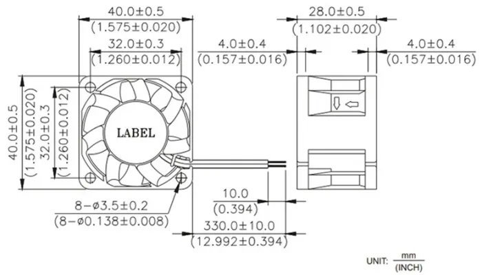 Габаритные размеры осевого вентилятора 109P0412J3123 Sanyo Denki