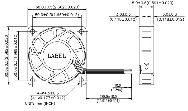 Габаритные размеры вентилятора охлаждения AFC0612DB-F00 Delta Electronics