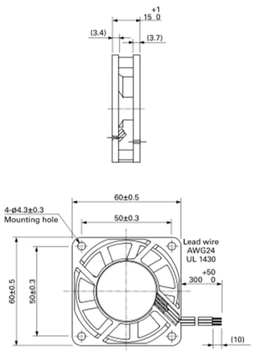Габаритные размеры осевого вентилятора 9WF0624H604 Sanyo Denki
