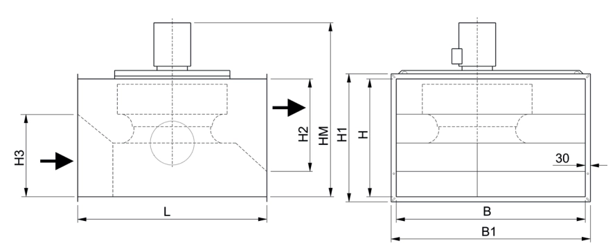 Габаритные размеры вентилятора BKF 450D4/F400 IE3