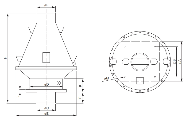 Габаритные размеры вентилятора DVP 250D2-4