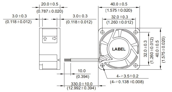 Габаритные размеры вентилятора охлаждения EFB0412MD Delta Electronics Габаритные размеры вентилятора охлаждения EFB0412MD Delta Electronics