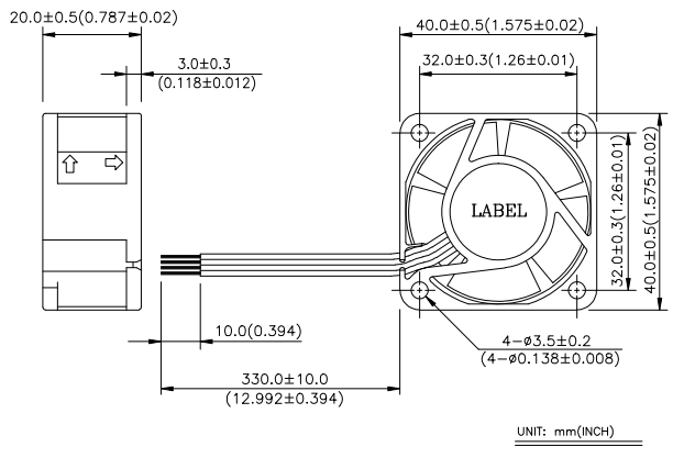 Габаритные размеры вентилятора охлаждения EFB0412VHD-SP05 Delta Electronics
