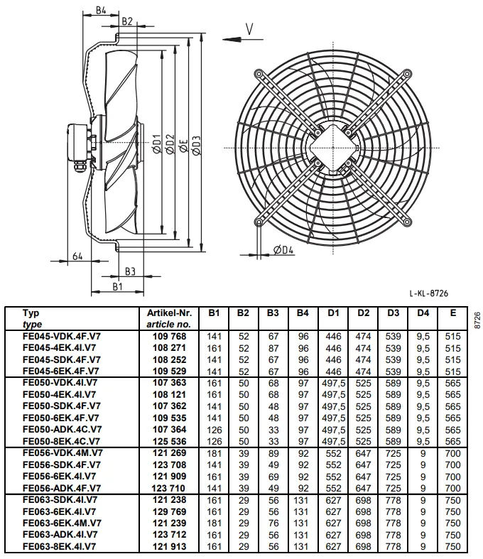 Габаритные размеры FE063-6EK.4I.V7