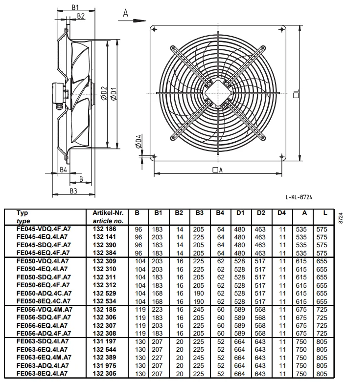 Габаритные размеры FE045-4EQ.4I.A7