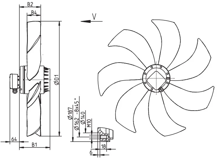 Габаритные размеры FE080-SDS.6N.V7