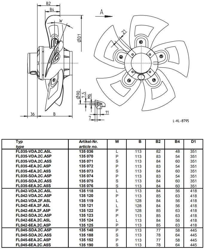 Габаритные размеры FL042-VDA.2C.A5L