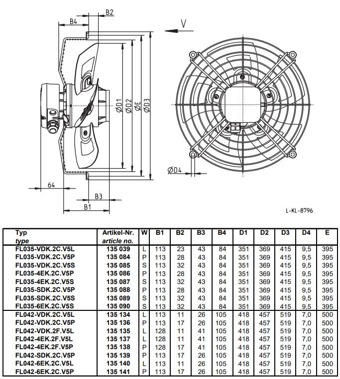 Габаритные размеры FL035-6EK.2C.V5S