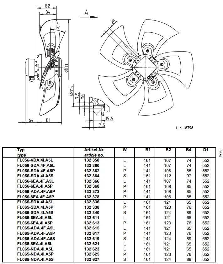 Габаритные размеры FL056-6EA.4F.A5L