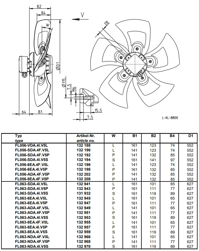 Габаритные размеры FL063-NDA.4F.V5L
