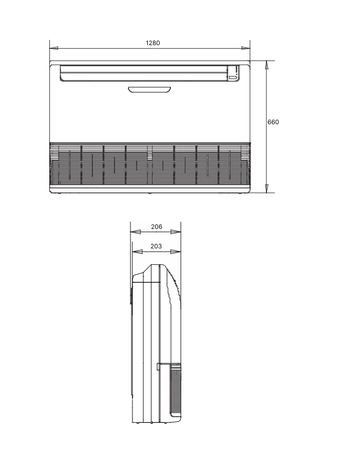 Габаритные размеры внутреннего блока SYSVRF2 CEILING 90 Q