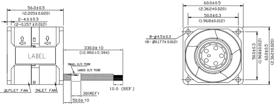 Габаритные размеры вентилятора охлаждения GFB0612ES-E Delta Electronics