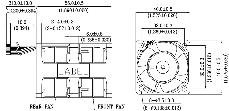 Габаритные размеры вентилятора охлаждения GFC0412DS-TP01 Delta Electronics Габаритные размеры вентилятора охлаждения GFC0412DS-TP01 Delta Electronics