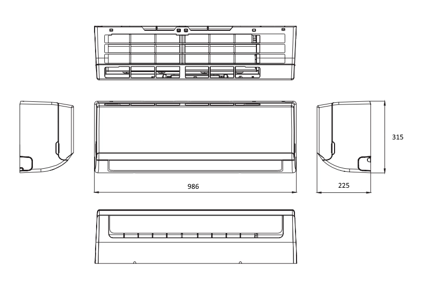 Габаритные размеры внутреннего блока SYSPLIT WALL SIMPLE 18 HP Q