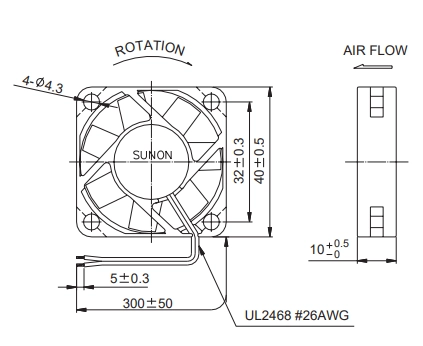 Аэродинамические характеристики вентилятора охлаждения Sunon KD2404PFB3
