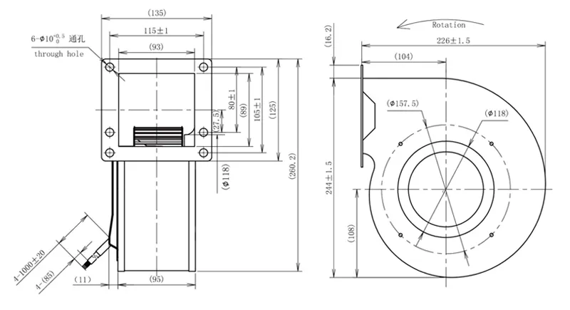 Габаритные размеры радиального DC вентилятора LWFD3G-140-072SH-02 Лонгвелл