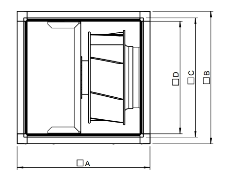 Габаритные размеры вентилятора MUB-CAV/VAV 042 450EC