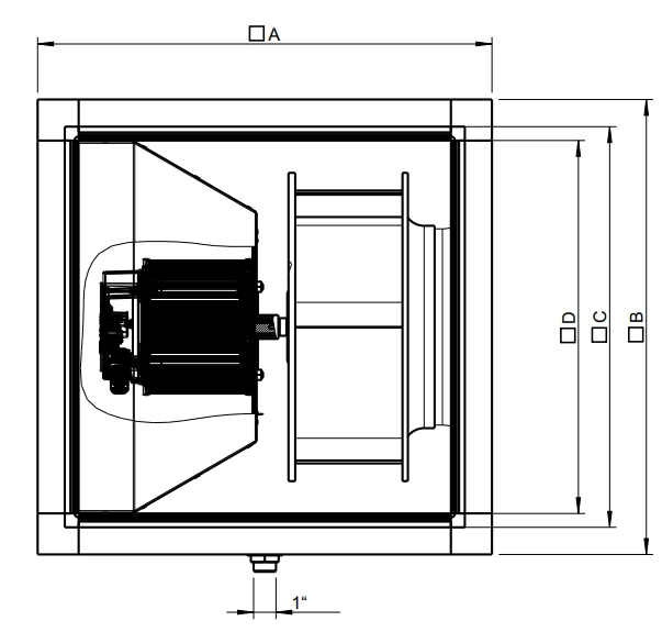 Габаритные размеры вентилятора MUB/T 025 355EC