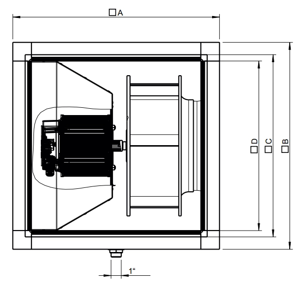 Габаритные размеры вентилятора MUB/T 025 355EV