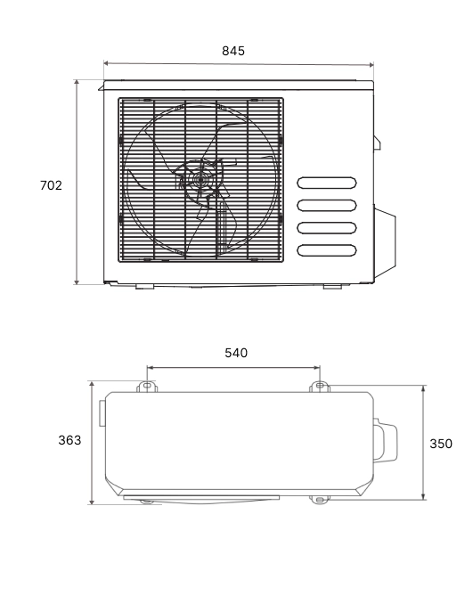 Габаритные размеры наружного блока WALL SMART 24 V2 EVO HP Q 