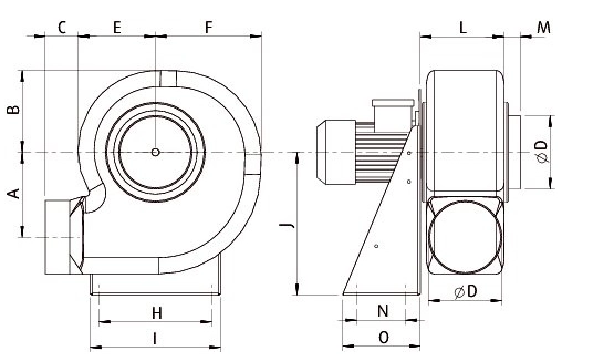 Габаритные размеры вентилятора PRF-EX 160D2 EX d