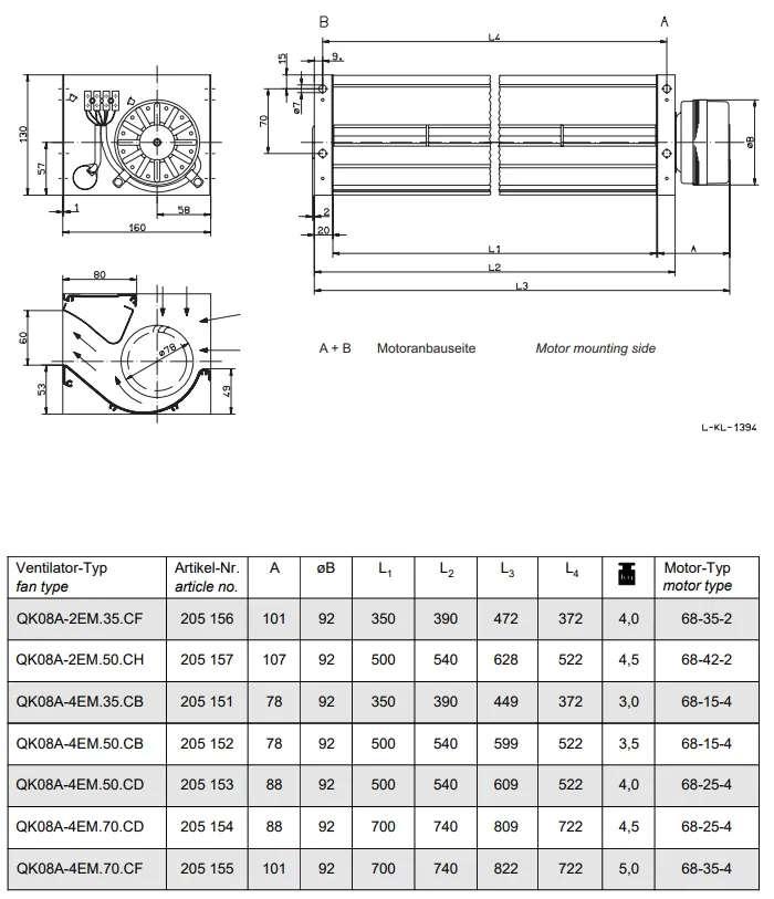 Габаритные размеры QK08A-4EM.70.CD