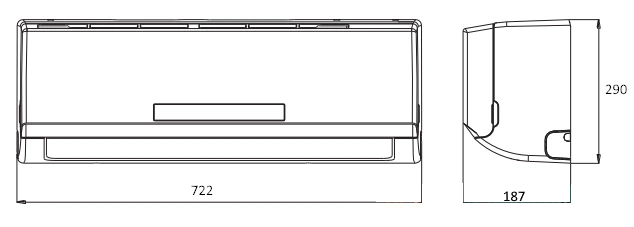 Габаритные размеры внутреннего блока SYSPLIT WALL SMART 09 V4 HP Q