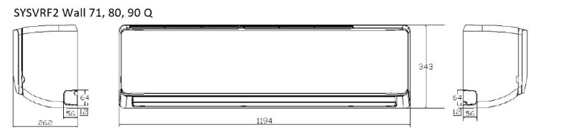Габаритные размеры внутреннего блока SYSVRF2 WALL 71 Q