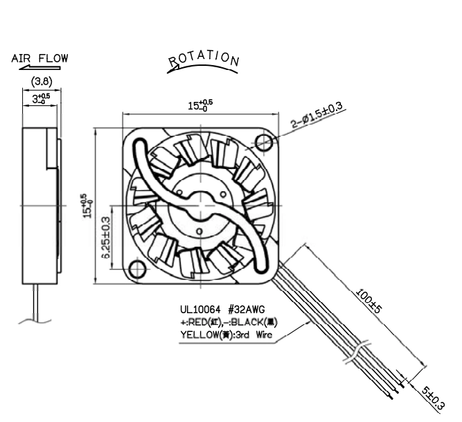 Аэродинамические характеристики вентилятора охлаждения Sunon UF3F3-500