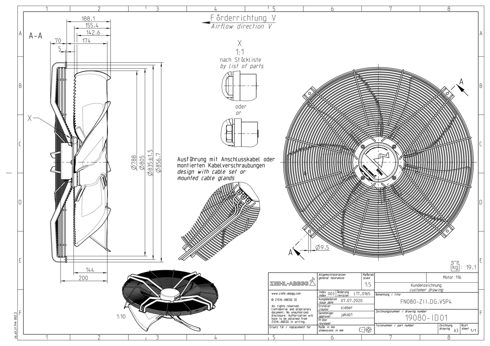 Габаритные размеры FN080-ZII.DG.V5P4
