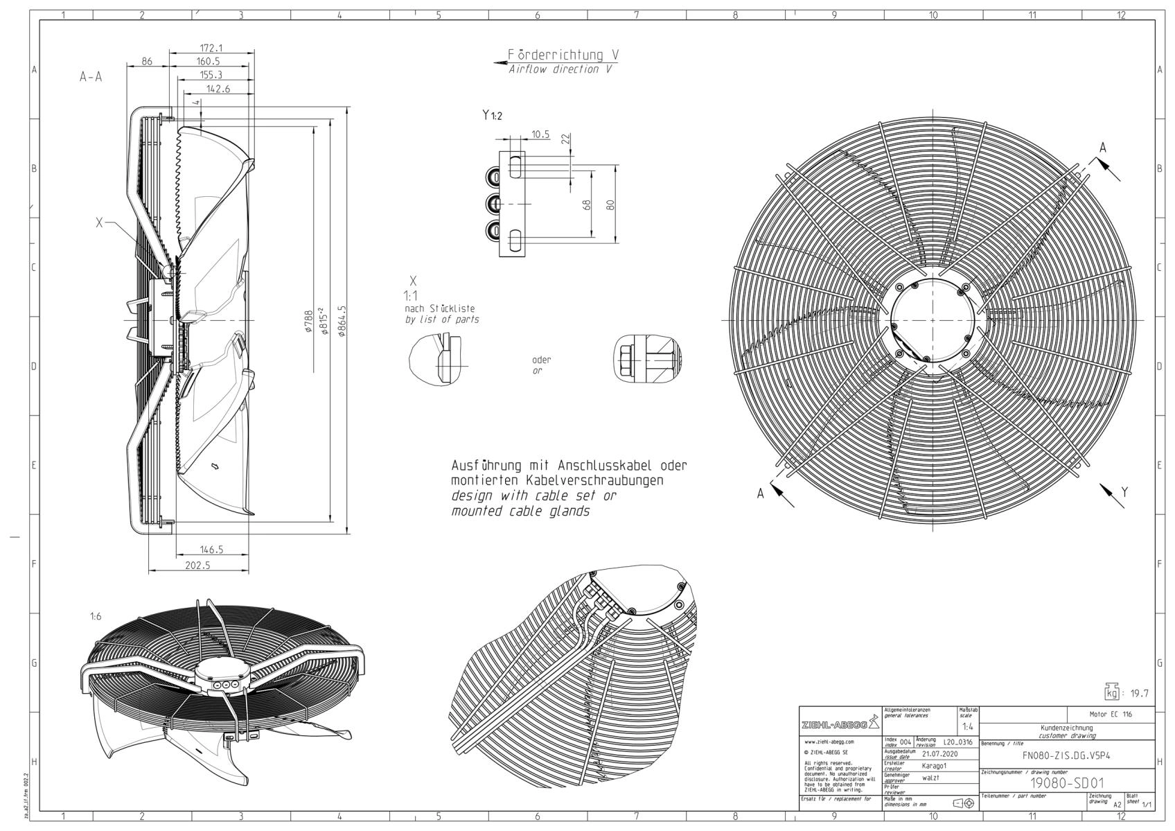 Габаритные размеры FN080-ZIS.DG.V5P4
