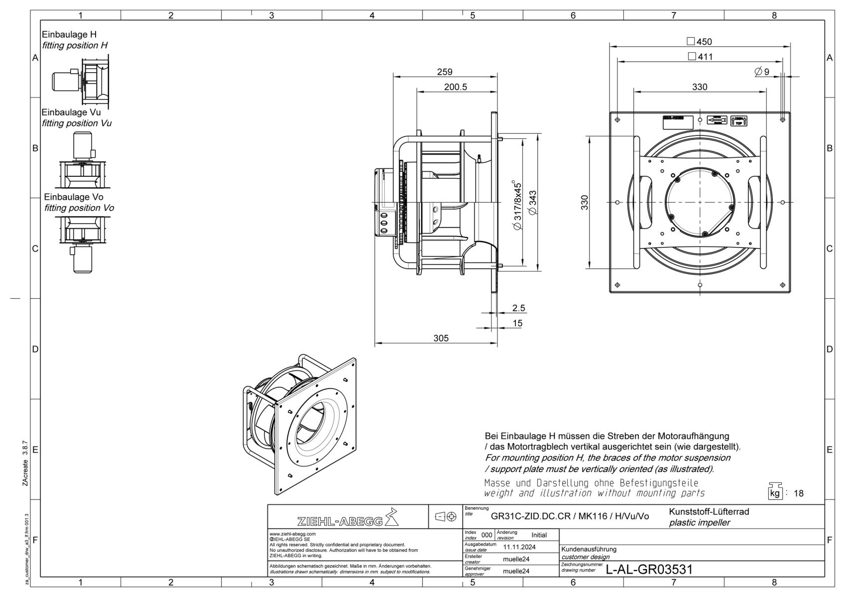 Габаритные размеры GR31C-ZID.DC.CR