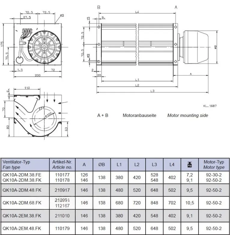 Габаритные размеры QK10A-2EM.68.FK