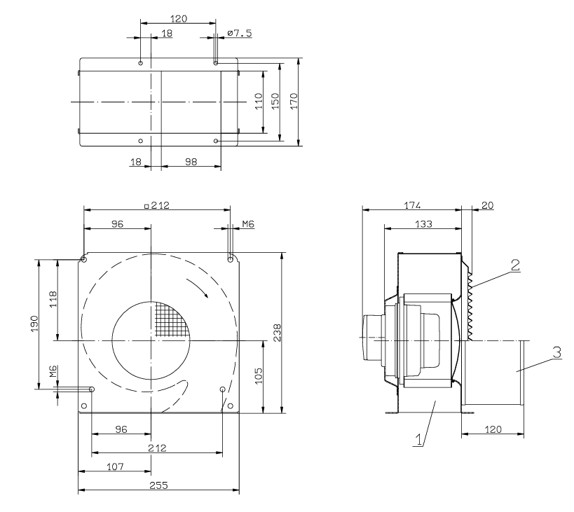 Габаритные размеры RF18P-2DK.1B.1R