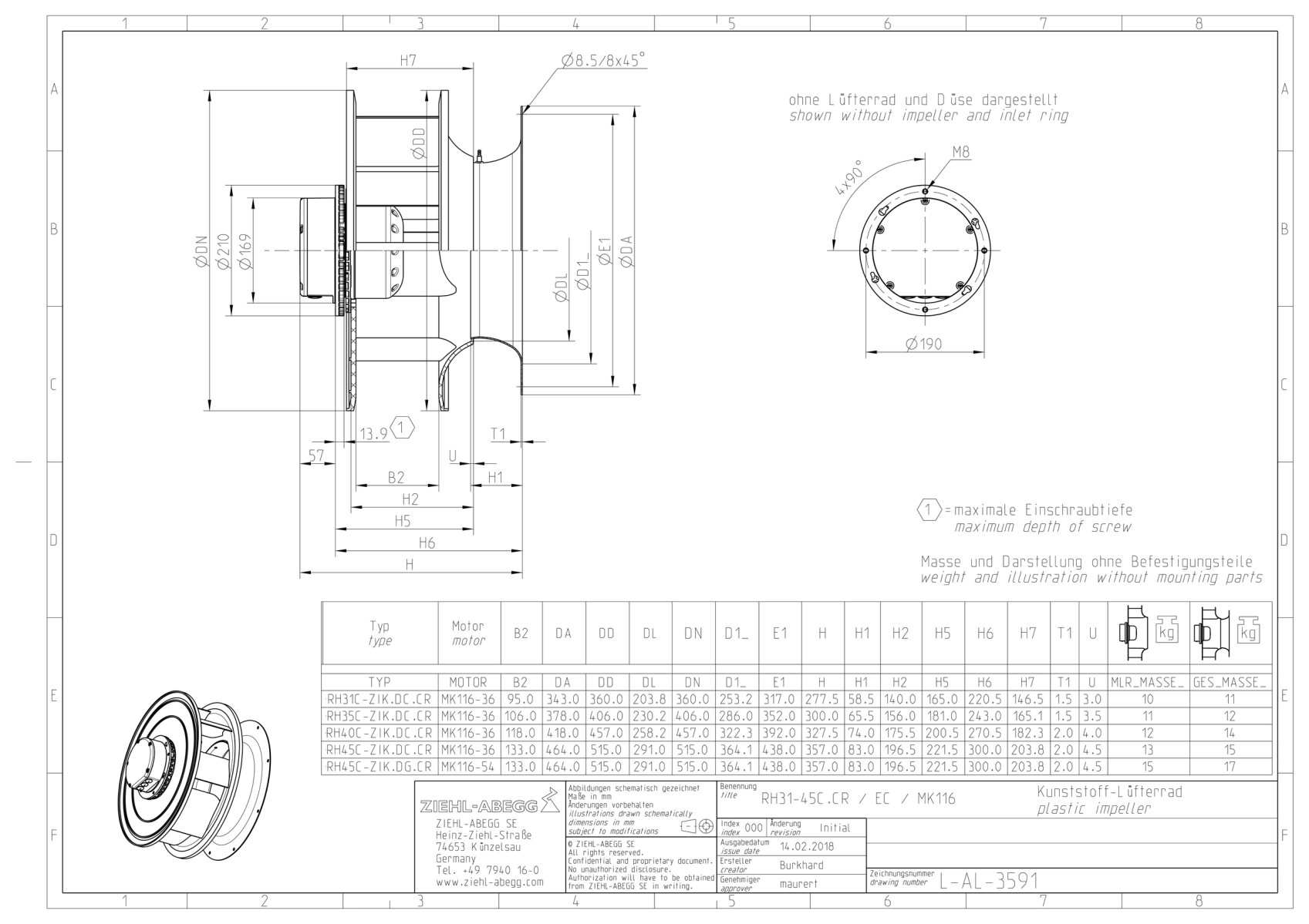 Габаритные размеры RH31C-ZIK.DC.CR