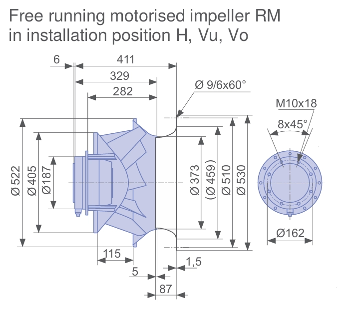 Габаритные размеры RM50D-6EK.6C.1R