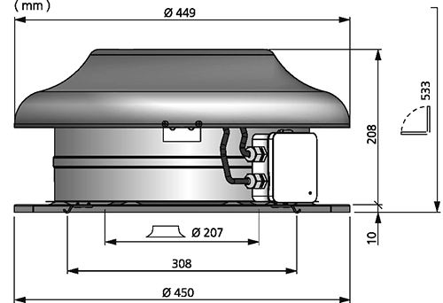Размеры вентилятора TKC 400 C EC