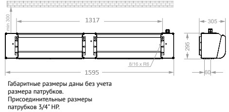 Габаритные размеры тепловой завесы КЭВ-П3112A Тепломаш