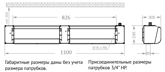 Габаритные размеры тепловой завесы КЭВ-24П3133W Тепломаш