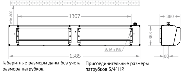 Габаритные размеры тепловой завесы КЭВ-12П4043Е Тепломаш